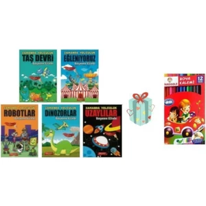 Gönül Zamanda Yolculuk Boyama Seti 5 Kitap + 12'li Boyama Kalemi (Ciltli)