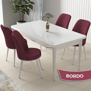 Concept Nil Serisi, Beyaz Masa 70X110  Sabit Yemek Masası Takımı, 4 Sandalye