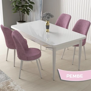 Concept Nil Serisi, Beyaz Masa 70X110  Sabit Yemek Masası Takımı, 4 Sandalye
