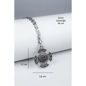Ornate Mistik Göz Figürlü Gothic Kolye Gümüş Kaplama Klasik Zincir