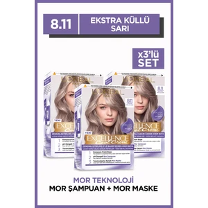 L'Oréal Paris Excellence Cool Creme 8.11 Ekstra Küllü Sarı Saç Boyası 3'lü Set