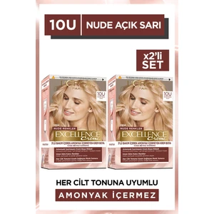 L'Oréal Paris Excellence Creme 10U Nude Açık Sarı Saç Boyası 2'li Set