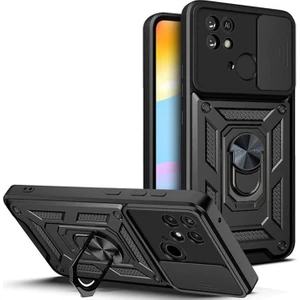 Xiaomi Poco C40 Kılıf Vega Standlı Yüzüklü Pars Kamera Korumalı + Ekran Koruyucu Nano