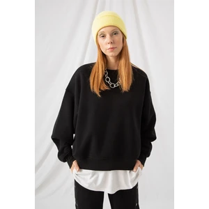 Kadın Vibe Oversize Siyah Sweatshirt