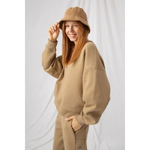 Kadın Vibe Oversize Bej Sweatshirt