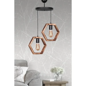 Zuhal Aydınlatma Hexagon 2'li Ahşap Avize