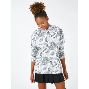 Kapüşonlu Sweatshirt Gotik Baskılı