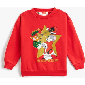 Yılbaşı Temalı Tom ve Jerry Baskılı Sweatshirt Lisanslı