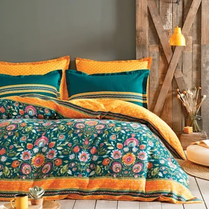 Bedding Salvia Çift Kişilik Saten Nevresim Takımı - Koyu Yeşil