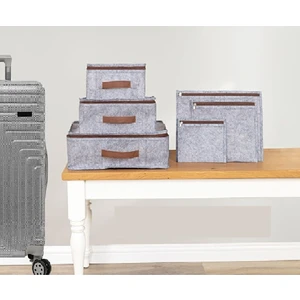 Hastane Çıkışı 6 Parça Bavul Valiz Düzenleyici Organizer Derili Keçe Gri