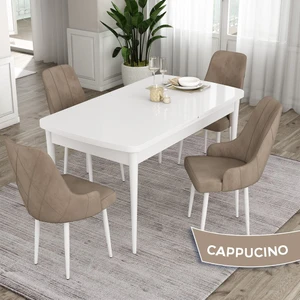 Concept Ram Serisi 80X132 Açılabilir Beyaz Yemek Masası Takımı 4 Babyface Kumaş Sandalye