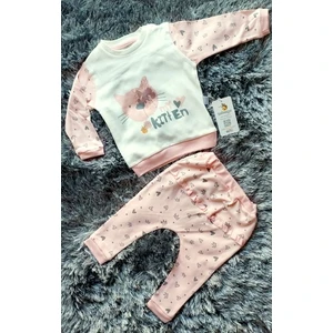 Kız Bebek Alt Üst Pijama Takımı Patiksiz Fırfır Detaylı Antialerjik