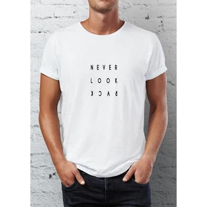 Never Look Back Baskılı Bisiklet Yaka Erkek Tişört