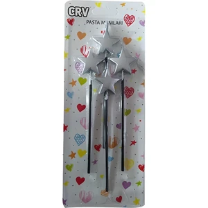 Çıtı Pıtı Store 4'lü Pasta Mum Gümüş Yıldız