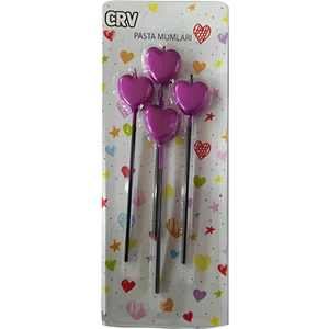 Çıtı Pıtı Store 4'lü Pasta Mum Fuşya Kalp