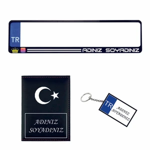 Plakalık Kişiye Özel Araç Plakalık Ruhsat Kabı Anahtarlık Set