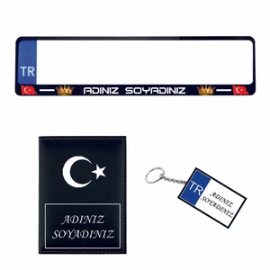 Plakalık Kişiye Özel Araç Plakalık Ruhsat Kabı Anahtarlık Set