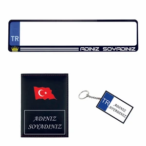 Plakalık Kişiye Özel Araç Plakalık Ruhsat Kabı Anahtarlık Set