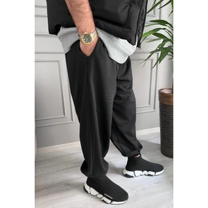 Kışlık Siyah Paçası Lastikli Geniş Salaş Eşofman Altı Rahat Oversize Jogger