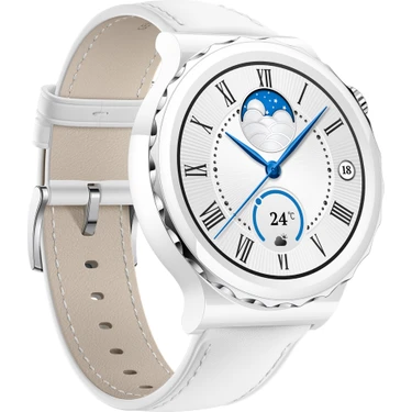 Huawei Watch GT 3 Pro 43MM Seramik Kasa - Beyaz Deri Modeli ile Sağlık Takibi ve Bağlantı