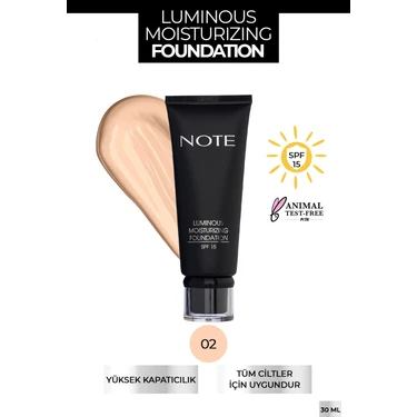 Luminous Moisturizing Spf 15 Nemlendirici Etkili Parlak Bitişli Fondöten - 02 Natural