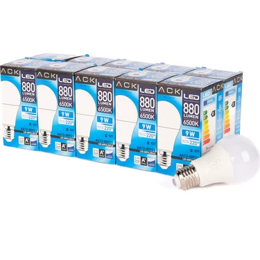 Ack 9W LED Ampul 6500K Beyaz E27 A60 - 10'lu