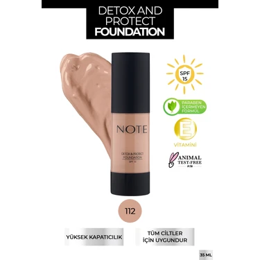 Note Detox & Protect Canlandırıcı Etkili SPF 15 Kapatıcı Fondöten