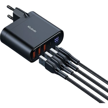 Mcdodo CH-2252 33W 1xtype-C 3xusb Girişli Dijital Göstergeli Şarj Adaptörü+Type-C To Type-C Kablo