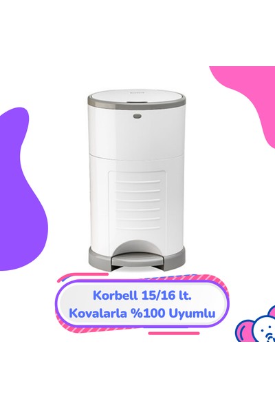 Korbell 16L Uyumlu Yerli Çöp Poşeti 2000 Bez Kapasiteli 4'lü
