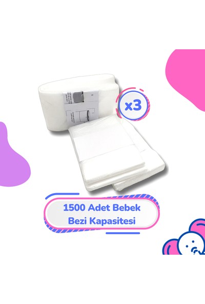 Korbell 16LT Uyumlu Yerli Malı Muadil Çöp Poşeti - 3 Paket - 1500 Adet Bebek Bezi Kapasitesi