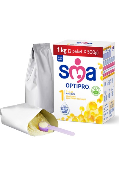 Sma Optipro Probiyotikli 1 1 kg (500 gr x 2 Paket) 0-6 Ay Bebek Sütü