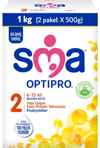 Sma Optipro Probiyotikli 2 1 kg (500 gr x 2 Paket) 6-12 Ay Devam Sütü