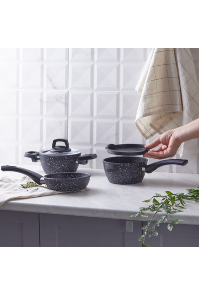 Karaca Bio Granit Blue Stone Mini 5 Parça Tencere Seti