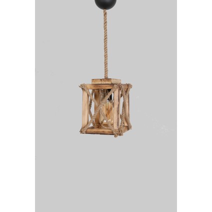 Ahşap Rüstik Avize Tekli Halat Işlemeli