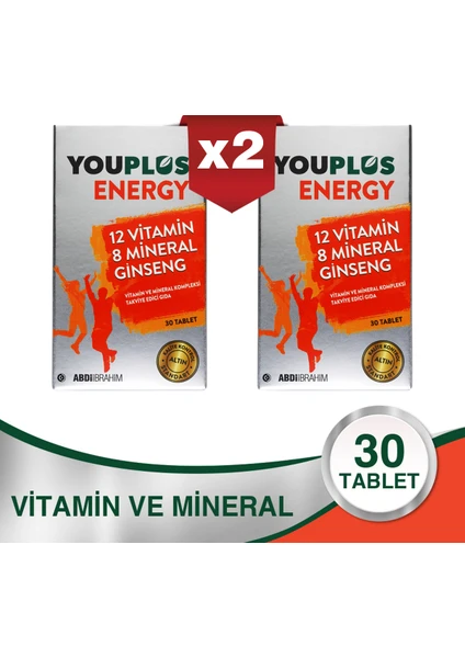 Energy Vitamin ve Mineral Kompleksi 30 Tablet 2 Adet - Abdi İbrahim