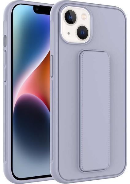 Apple iPhone 14 Plus Kapak Standlı El Tutacaklı Silikon Kılıf - Gri