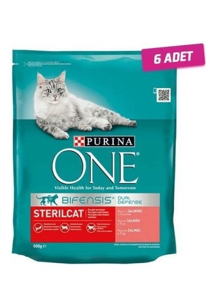 One Sterilised Somonlu Kısırlaştırılmış Kedi Maması 800 gr - 6 Adet