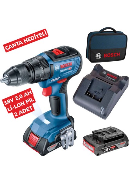 Professionel Gsr 18V-50 2,0 Ah Çift Akülü Şarjlı Vidalama Çantalı