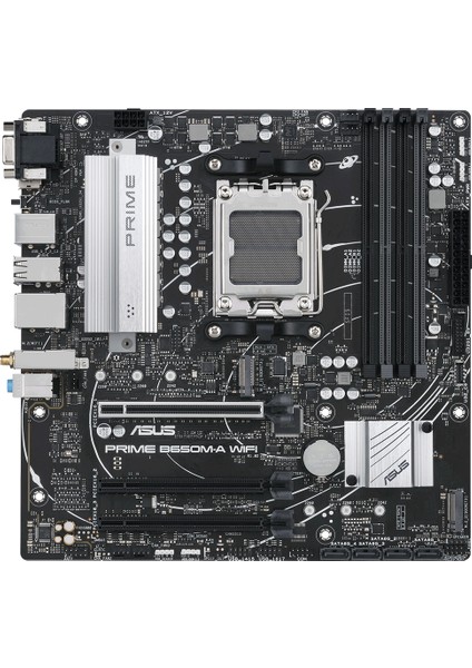Prıme B650M-A Wıfı Amd B650 Am5 Ddr5 6400 Dp Hdmı Vga 2X M2 Usb3.2 Ax Wifi + Bt Aura Rgb 2.5Gbit Lan Matx (Prıme B650M-A Wıfı) Anakart
