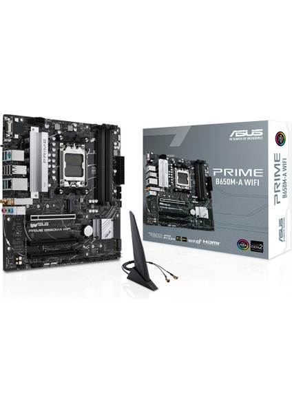 Prıme B650M-A Wıfı Amd B650 Am5 Ddr5 6400 Dp Hdmı Vga 2X M2 Usb3.2 Ax Wifi + Bt Aura Rgb 2.5Gbit Lan Matx (Prıme B650M-A Wıfı) Anakart
