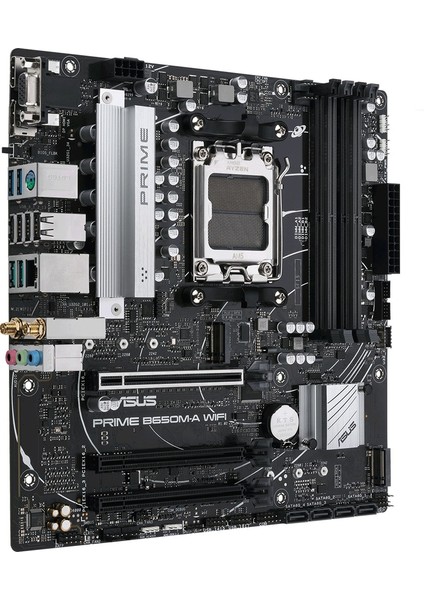 Prıme B650M-A Wıfı Amd B650 Am5 Ddr5 6400 Dp Hdmı Vga 2X M2 Usb3.2 Ax Wifi + Bt Aura Rgb 2.5Gbit Lan Matx (Prıme B650M-A Wıfı) Anakart