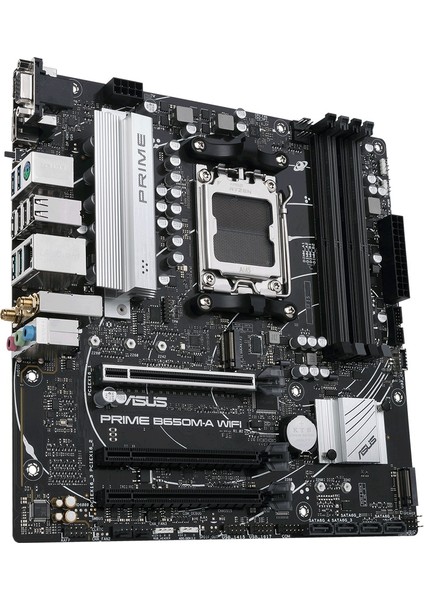 Prıme B650M-A Wıfı Amd B650 Am5 Ddr5 6400 Dp Hdmı Vga 2X M2 Usb3.2 Ax Wifi + Bt Aura Rgb 2.5Gbit Lan Matx (Prıme B650M-A Wıfı) Anakart