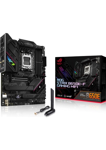 Rog Strıx B650E-F Gamıng Wıfı Amd B650 Am5 Ddr5 6400 Dp Hdmı 3X M2 Usb3.2 Ax Wifi + Bt Aura Rgb 2.5Gbit Lan Atx (Rog Strıx B650E-F Gamıng Wıfı) Anakart