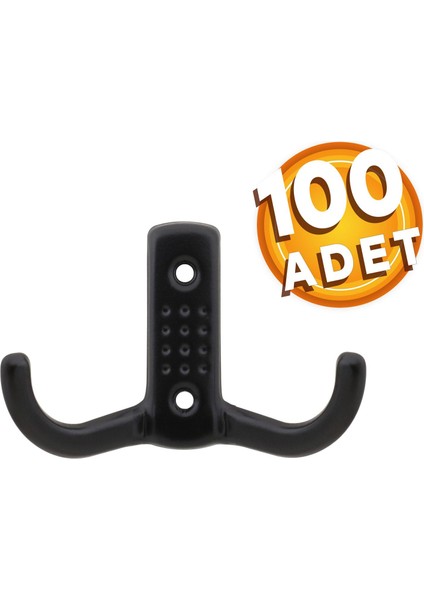 Askı Noktalı Elbise Vestiyer Duvar Askısı Dolap Elbise Askılığı Mat Siyah Metal Askı 100 Adet