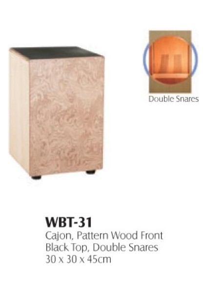 Wbt-31 Cajon Pattern Wood Front Black Top Double Snare:ma