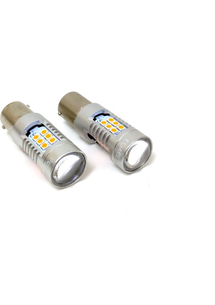 Platinum P21W-1156-15W- Tek Duy Led Ampul Turuncu Mercekli-3030 Chip 21Smd Ultra Parlak
