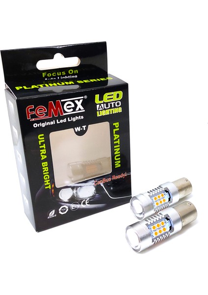 Platinum P21W-1156-15W- Tek Duy Led Ampul Turuncu Mercekli-3030 Chip 21Smd Ultra Parlak