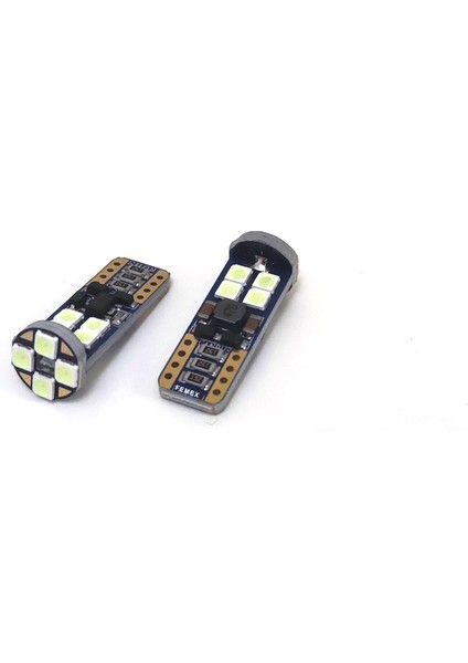 T10 3030 Chip 12Ledli Turkuaz Led Ampul Aktif Canbus