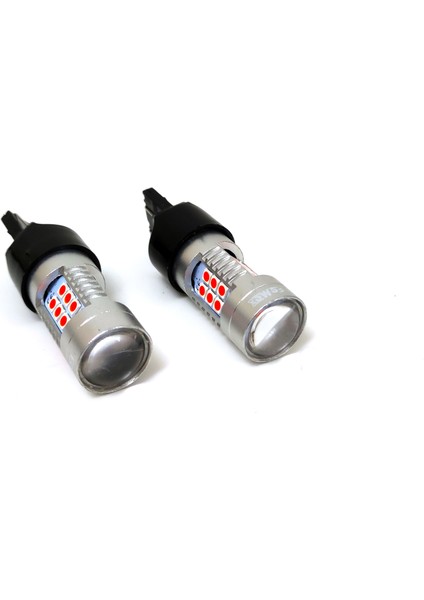 Platinum T20-7440 / 7443 Dipsiz Tek/Çift Duy Led Ampul Kırmızı Mercekli-3030 Chip 21Smd Ultra Parlak