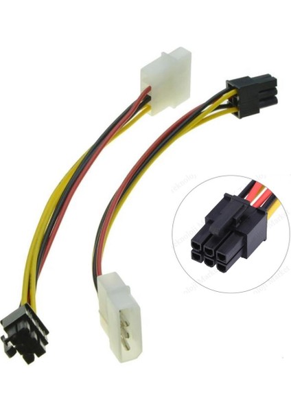 OEM 6 Pin Pcı-E To 4 Pin Molex Ekran Kartı Power Kablosu 25 cm (5 Adet)